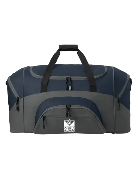 Standard Colorblock Navy/Dark Grey Sport Duffel w/Mesa Solutions Logo