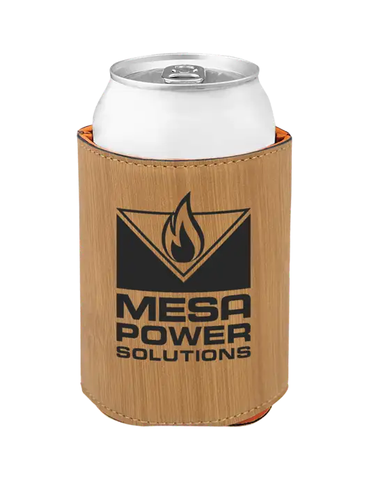 Bamboo Leatherette Beverage Holder w/Mesa Solutions Logo