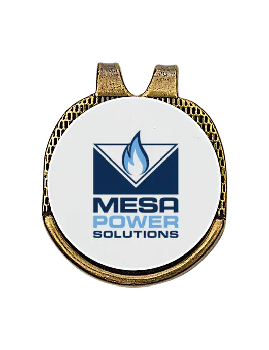 Antique Gold Hat Clip w/Golf Ball Marker w/Mesa Solutions Logo