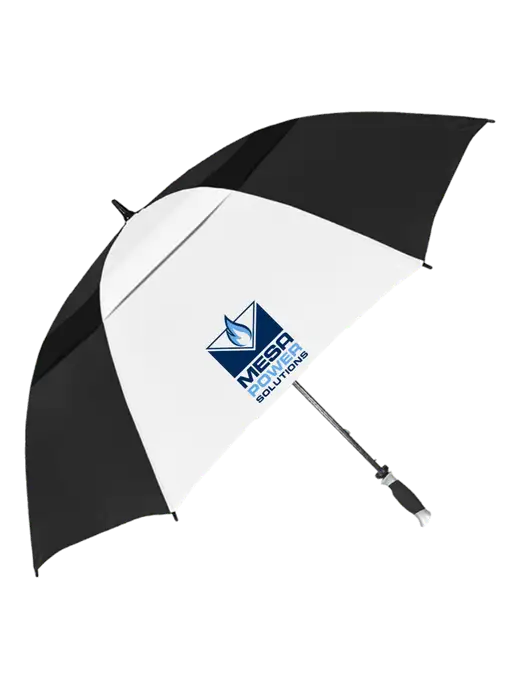 Black/White Vented Typhoon Tamer Golf Umbrella w/Mesa Solutions Logo