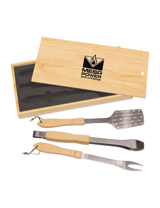 Wood BBQ Gift Set w/Mesa Solutions Logo