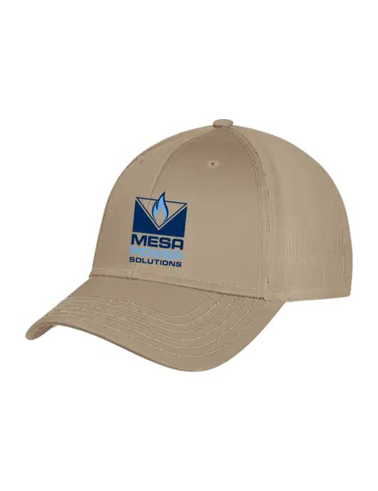 Khaki Mesh Trucker Cap Snap Back w/Mesa Solutions Logo