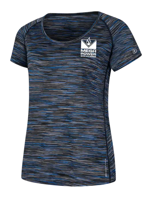 OGIO Womens Black/Royal Space Dye Verge Scoop Neck w/Mesa Solutions Logo