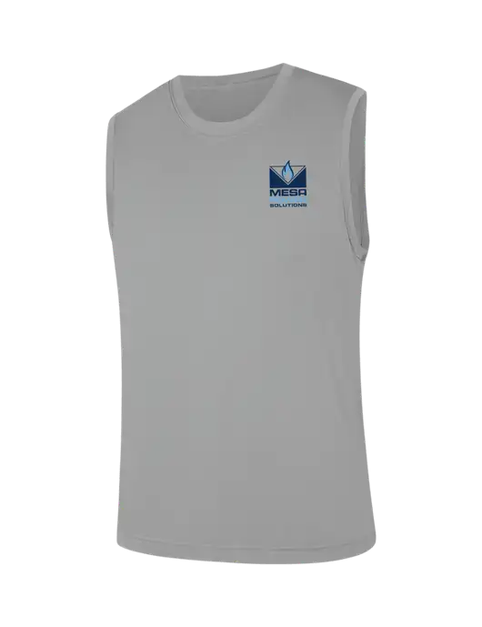Sleeveless Light Grey PosiCharge Competitor Tee w/Mesa Solutions Logo
