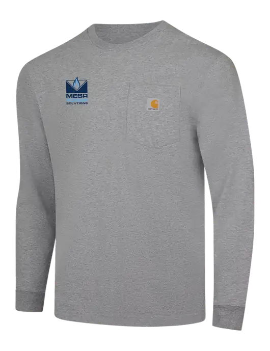 Carhartt Light Grey Heather Workwear Pocket Long Sleeve T-Shirt w/Mesa Solutions Logo