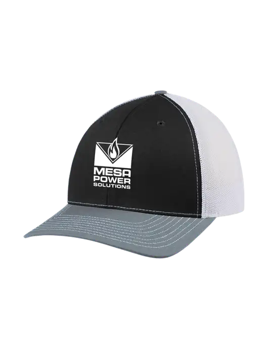 Richardson Adjustable Snapback Original 112 Trucker Cap Black/Light Heather Grey/White Mesh w/Mesa Solutions Logo