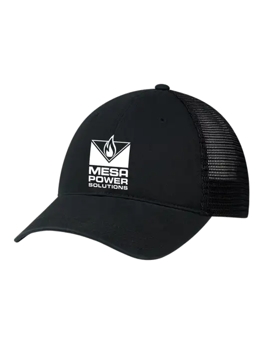 Richardson 111 Garment Washed Trucker Cap Black w/Black Mesh w/Mesa Solutions Logo