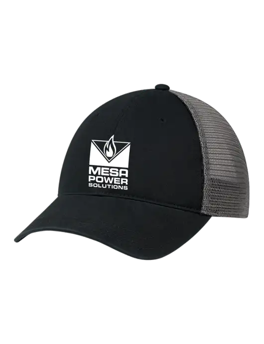 Richardson 111 Garment Washed Trucker Cap Black w/Charcoal Mesh w/Mesa Solutions Logo