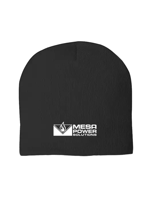 Solid Black Element Knit Beanie w/Mesa Solutions Logo