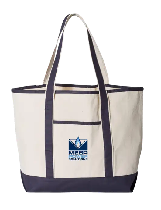 Natural/Navy Large Canvas Deluxe Tote w/Mesa Solutions Logo