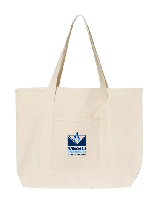 Natural Large Canvas Deluxe Tote w/Mesa Solutions Logo