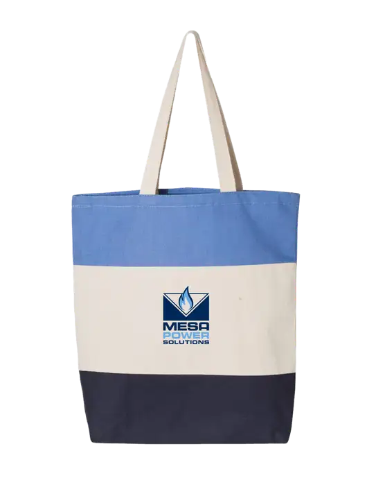 Light Blue/Natural/Navy Tri-Color Tote  w/Mesa Solutions Logo
