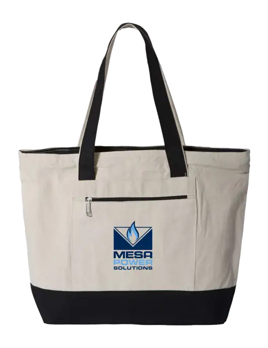 Natural/Black Zippered Tote  w/Mesa Solutions Logo