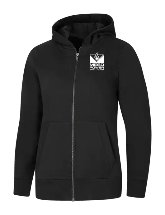 Womens Black Re-Fleece Full-Zip Hoodie w/Mesa Solutions Logo