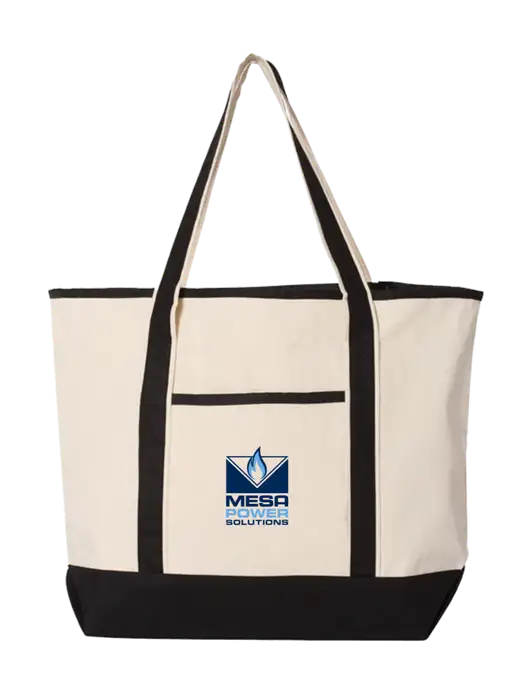 Natural/Black Large Canvas Deluxe Tote w/Mesa Solutions Logo