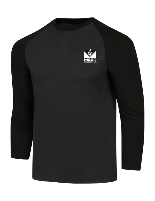 Simply Soft 3/4 Sleeve Black/Black Frost Ring Spun Cotton T-Shirt w/Vintage Logo