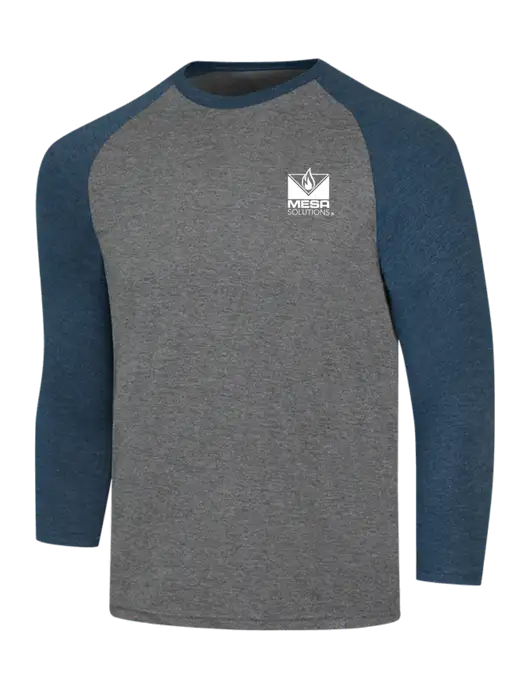 Simply Soft 3/4 Sleeve Navy Frost/Grey Frost Ring Spun Cotton T-Shirt w/Vintage Logo