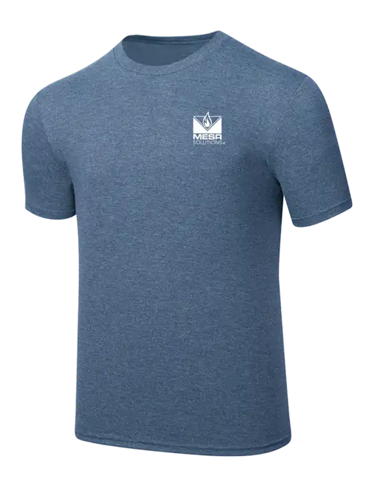 Simply Soft Light Slate Blue Heathered 4.5oz  Poly/Combed Ring Spun Cotton T-Shirt w/Vintage Logo