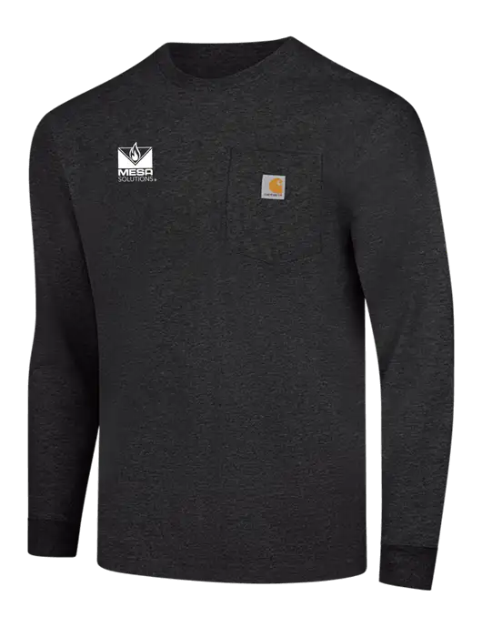 Carhartt Dark Grey Heather Workwear Pocket Long Sleeve T-Shirt w/Vintage Logo