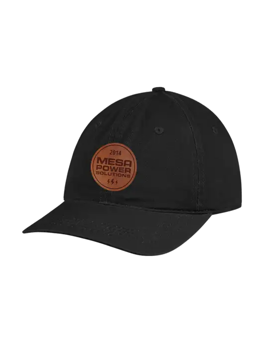 Garment Washed Unstructured Twill Black Cap w/Mesa Three Bolts Leather Patch Logo