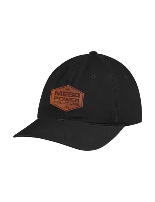 Garment Washed Unstructured Twill Black Cap w/Mesa Three Bolts Leather Patch Logo