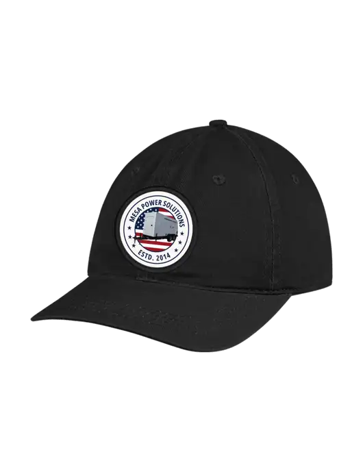 Garment Washed Unstructured Twill Black Cap w/Flag & Generator Patch Logo