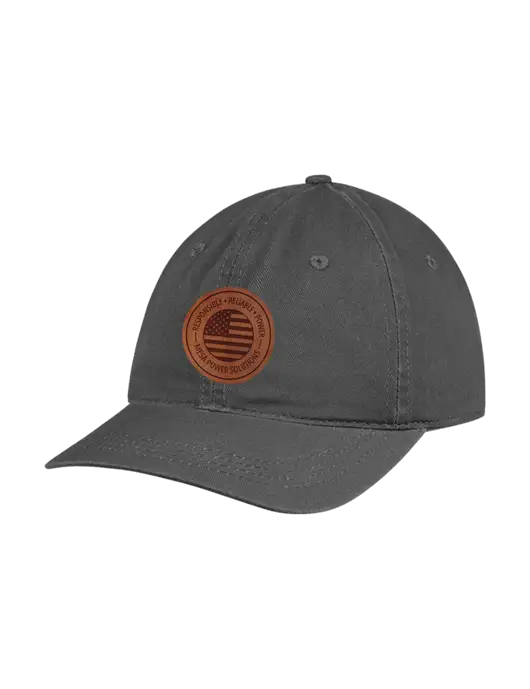 Garment Washed Unstructured Twill Charcoal Cap w/Mesa American Flag Leather Patch Logo