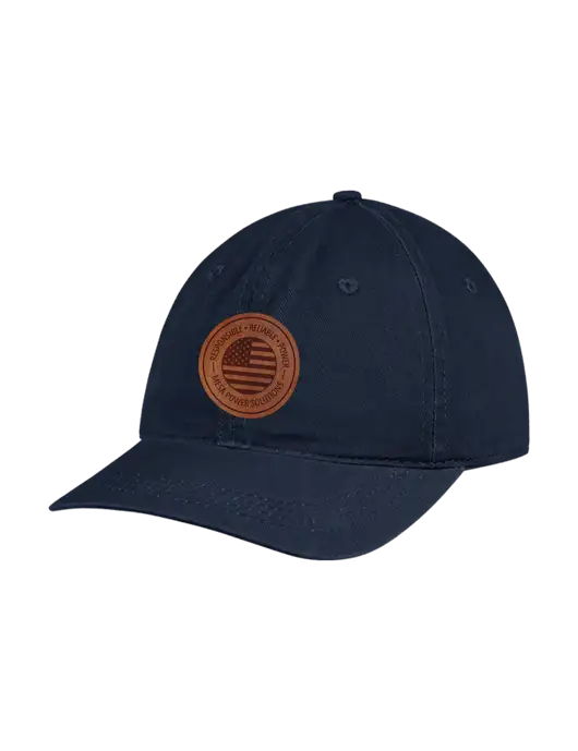 Garment Washed Unstructured Twill Navy Cap w/Mesa American Flag Leather Patch Logo