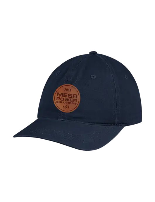 Garment Washed Unstructured Twill Navy Cap w/Mesa Three Bolts Leather Patch Logo