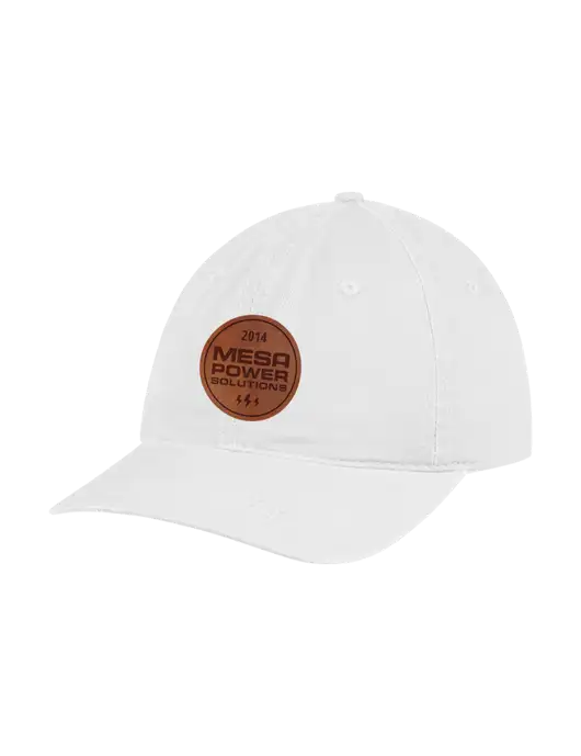 Garment Washed Unstructured Twill White Cap w/Mesa Three Bolts Leather Patch Logo