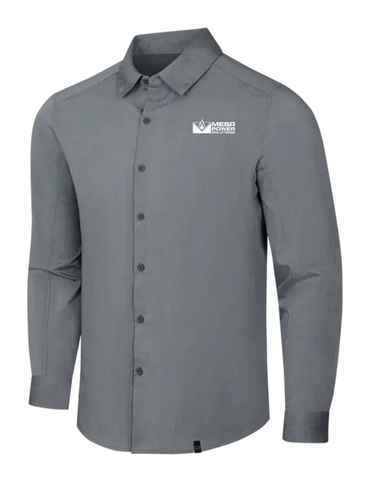 OGIO Medium Grey Heather Commuter Woven Shirt w/Mesa Solutions Logo