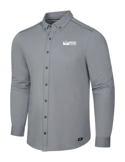 OGIO Medium Grey Heather Modern Code Stretch Button-Up Shirt w/Mesa Solutions Logo