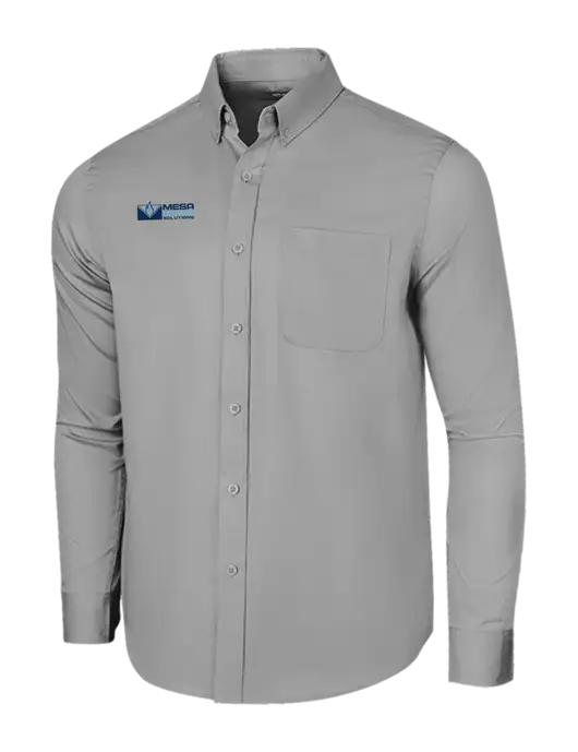 Long Sleeve Light Grey Superpro React Twill Shirt w/Mesa Solutions Logo