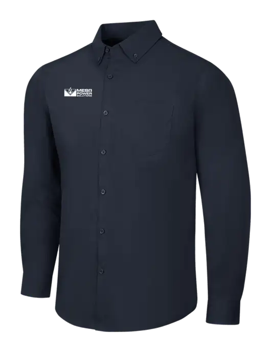 Navy Long Sleeve Carefree Poplin Shirt w/Mesa Solutions Logo