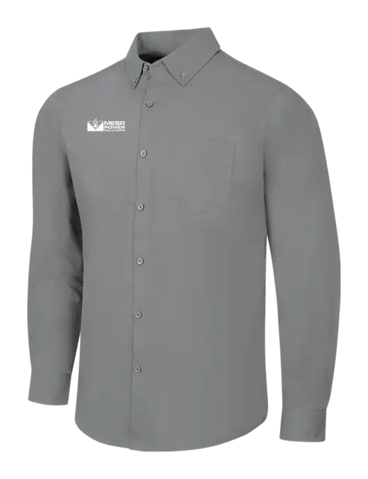 Medium Grey Long Sleeve Carefree Poplin Shirt w/Mesa Solutions Logo