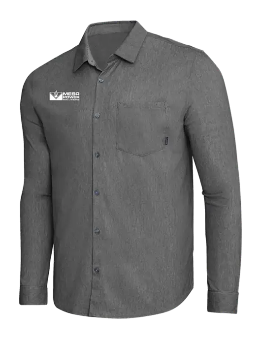 OGIO Dark Grey Heather Extend Long Sleeve Button Up Shirt w/Mesa Solutions Logo