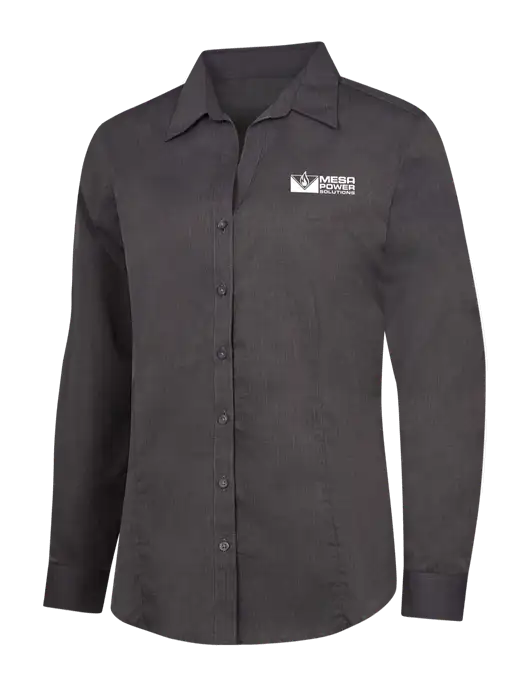 Womens Soft Black Crosshatch Easy Care Shirt w/Mesa Solutions Logo