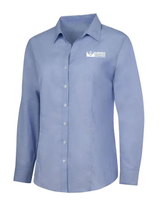 Light Slate Blue Womens Crosshatch Easy Care Shirt w/Mesa Solutions Logo
