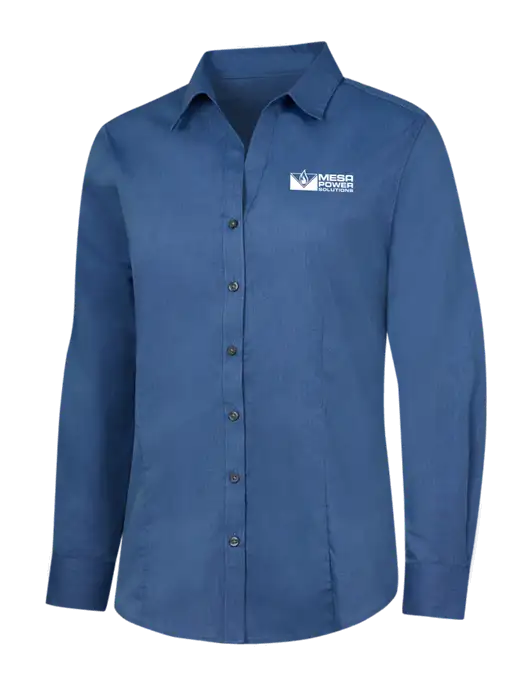 Light Navy Womens Crosshatch Easy Care Shirt w/Mesa Solutions Logo