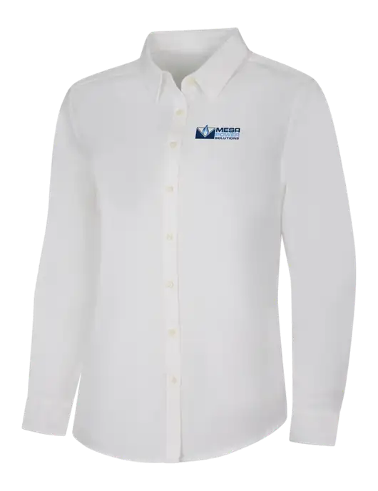 Womens White Long Sleeve Superpro React Twill Shirt w/Mesa Solutions Logo