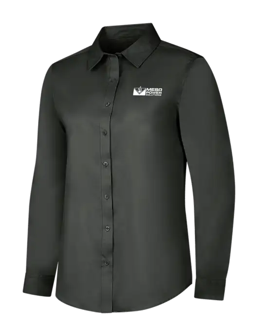 Dark Grey Womens Long Sleeve Superpro React Twill Shirt w/Mesa Solutions Logo