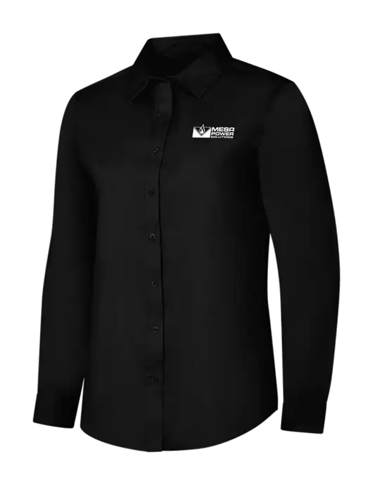 Womens Black Long Sleeve Superpro React Twill Shirt w/Mesa Solutions Logo