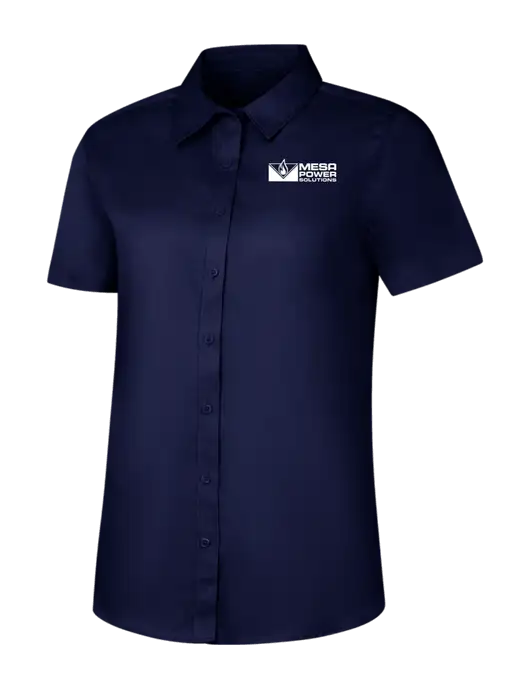 Womens Navy Short Sleeve Superpro React Twill Shirt w/Mesa Solutions Logo