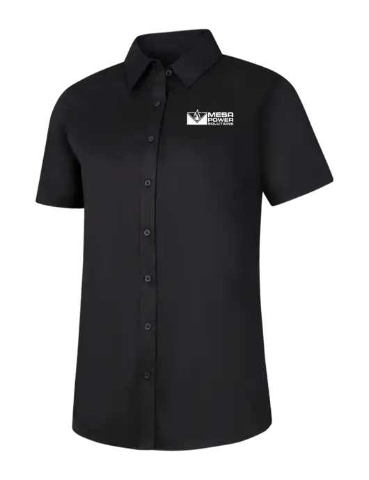 Womens Black Short Sleeve Superpro React Twill Shirt w/Mesa Solutions Logo