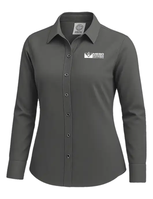 Brooks Brothers Womens Dark Grey Wrinkle-Free Stretch Nailhead Shirt w/Mesa Solutions Logo