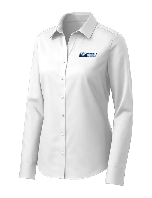 Brooks Brothers Womens White Wrinkle-Free Stretch Pinpoint Shirt w/Mesa Solutions Logo