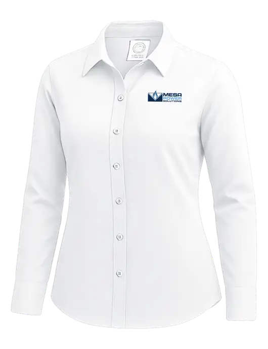 Brooks Brothers Womens White Wrinkle-Free Stretch Nailhead Shirt w/Mesa Solutions Logo