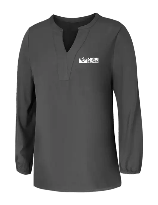 Mercer+Mettle Womens Dark Grey Stretch Crepe 3/4 Sleeve Blouse w/Mesa Solutions Logo