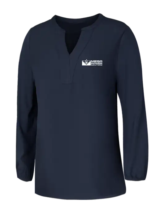 Mercer+Mettle Womens Navy Stretch Crepe 3/4 Sleeve Blouse w/Mesa Solutions Logo