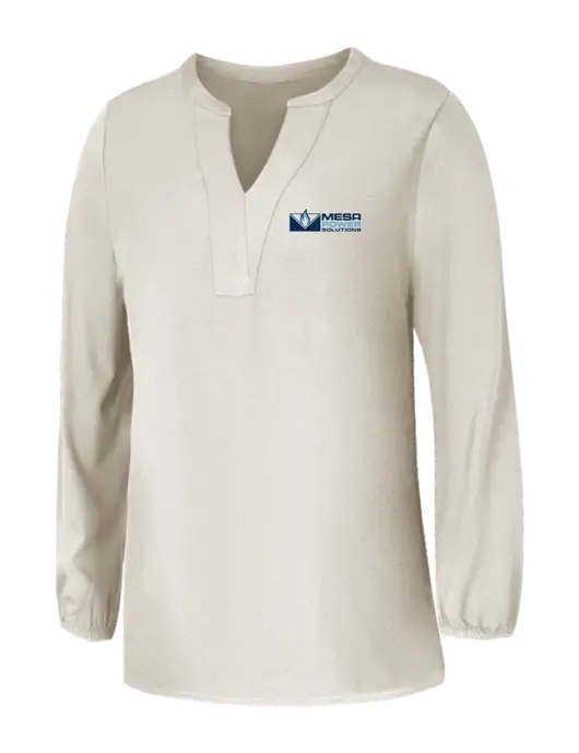 Mercer+Mettle Womens Ivory Stretch Crepe 3/4 Sleeve Blouse w/Mesa Solutions Logo
